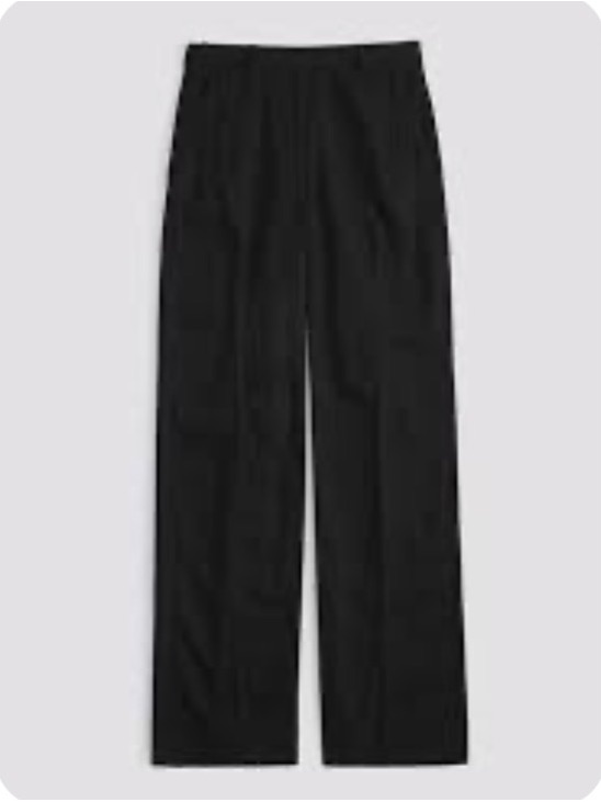 Abercrombie & Fitch Linen-Blend Women Black Wide-Leg Trousers